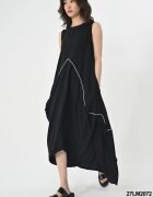LES MIOS Rochie neagra in colturi cu detaliu alb