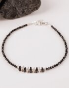 Maia Colt Bratara argint cu spinel negru de 2 mm si placute de turmalina neagra si argint