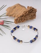 Maia Colt Bratara argint cu tuburi si serii de 5 cubulete din lapis lazuli si hematit auriu