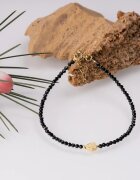 Maia Colt Bratara argint subtire din cubic zirconia negru fatetat si inimioara din argint aurit