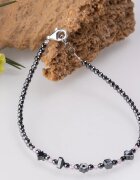 Maia Colt Bratara argint subtire din hematit argintiu inchis si cubic zirconia roz deschis 1.5 mm