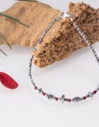 Maia Colt Bratara argint subtire din hematit argintiu si cubic zirconia grena
