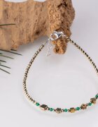 Maia Colt Bratara argint subtire din hematit auriu si cubic zirconia verde