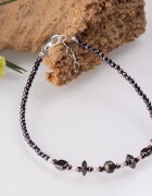Maia Colt Bratara argint subtire din hematit si cubic zirconia roz deschis 1.5 mm