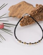 Maia Colt Bratara argint subtire negru-auriu din cubic zirconia si hematit