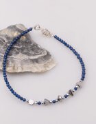 Maia Colt Bratara subtire bleumarin-argintiu din cubic zirconia si hematit