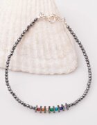 Maia Colt Bratara subtire din hematit gri si cubic zirconia multicolor