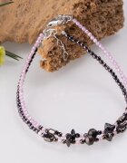Maia Colt Bratari argint 2 in set din hematit cu tenta de maroniu si cubic zirconia roz deschis 1.5 mm