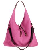 Maxfly Geanta de umar din material textil si cu bareta crossbody fucsia