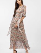 Md'M Rochie lunga cu imprimeu dulce turcoaz-roz