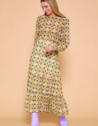 Md'M Rochie lunga cu imprimeu floral galben sofran-verde olive