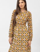 Md'M Rochie midi cu imprimeu floral galben sofran-verde olive