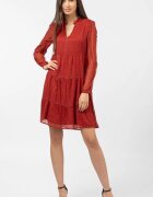 Md'M Rochie midi cu volane rosu-caramiziu si imprimeu floricele