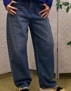 Miss Poem Blugi wide leg albastri cu capse laterale decorative