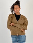 Miss Poem Cardigan cu decolteu in V din tricotaj camel cu nasturi decorativi aurii