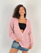 Miss Poem Cardigan cu decolteu in V din tricotaj roz cu nasturi decorativi aurii
