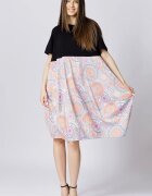 My Pepper Rochie lalea cu bust negru si imprimeu mandale bleu