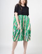 My Pepper Rochie lalea cu bust negru si imprimeu predominant verde