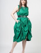 My Pepper Rochie spectaculoasa verde din poplin satinat cu falduri