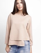 Pierino Bluza asimetrica cu suprapunere in colt din tricot de bumbac bej