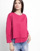 Pierino Bluza asimetrica cu suprapunere in colt din tricot de bumbac fucsia