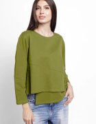 Pierino Bluza asimetrica cu suprapunere in colt din tricot de bumbac verde oliv