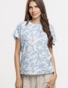 Pierino Bluza bleu lejera din vascoza cu in imprimata cu maneca cazuta scurta