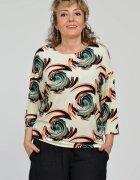 Pierino Bluza casual imprimeu circular pe fond bej si maneca 3 4