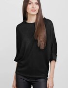 Pierino Bluza cu maneca fluture din jerseu embosat de vascoza neagra
