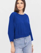 Pierino Bluza cu spate petrecut si maneca fluture din tricot de bumbac albastru electric