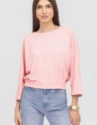 Pierino Bluza cu spate petrecut si maneca fluture din tricot de bumbac roz