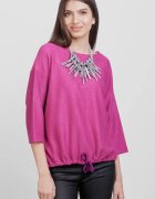 Pierino Bluza din jerseu embosat de vascoza cu snur la baza magenta