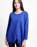 Pierino Bluza evazata cu cusaturi fancy din tricot de bumbac albastra