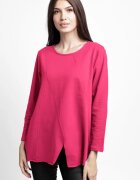 Pierino Bluza evazata cu cusaturi fancy din tricot de bumbac fucsia