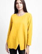 Pierino Bluza evazata cu cusaturi fancy din tricot de bumbac galbena