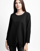 Pierino Bluza evazata cu cusaturi fancy din tricot de bumbac neagra