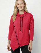 Pierino Bluza tunica cu colt din bumbac cu guler inalt reglabil si fermoar oblic fucsia inchis
