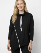 Pierino Bluza tunica cu colt din bumbac cu guler inalt reglabil si fermoar oblic neagra
