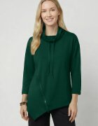 Pierino Bluza tunica cu colt din vascoza cu guler inalt fermoar oblic si croi asimetric verde