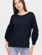 Pierino Bluza uni cu maneca bufanta din tricot de bumbac bleumarin