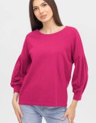 Pierino Bluza uni cu maneca bufanta din tricot de bumbac fucsia