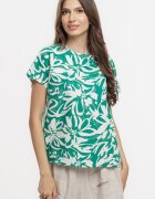 Pierino Bluza verde lejera din vascoza cu in imprimata cu maneca cazuta scurta
