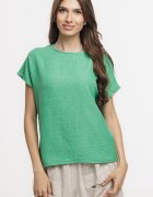Pierino Bluza verde lejera din vascoza cu in usor creponata cu maneca cazuta scurta