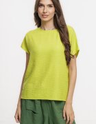 Pierino Bluza verde lime lejera din vascoza cu in usor creponata cu maneca cazuta scurta