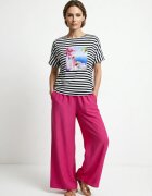 Pierino Pantaloni palazzo foarte largi cu talie elastica din in mercerizat fucsia