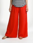 Pierino Pantaloni palazzo foarte largi cu talie elastica din in mercerizat rosii