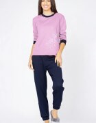 Pierino Pijama din tricot de bumbac doua piese cu floare lila - bleumarin