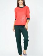 Pierino Pijama din tricot de bumbac doua piese cu floare rosu - bleumarin