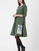 Pierino Rochie A line din material catifelat kaki cu aplicatie color