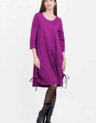 Pierino Rochie A line din tricot cu sireturi laterale magenta
